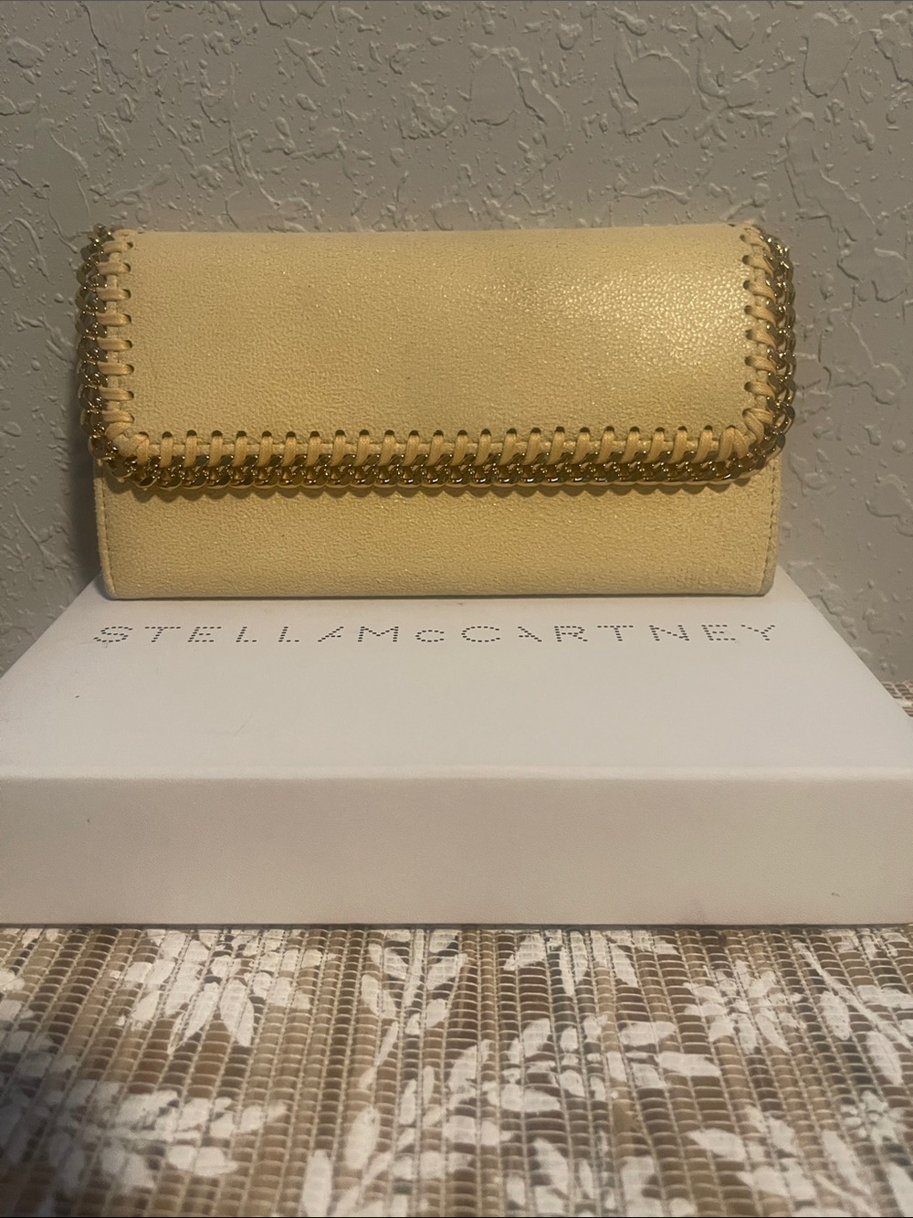 Stella McCartney Pale Yellow Chain-Trim Wallet
